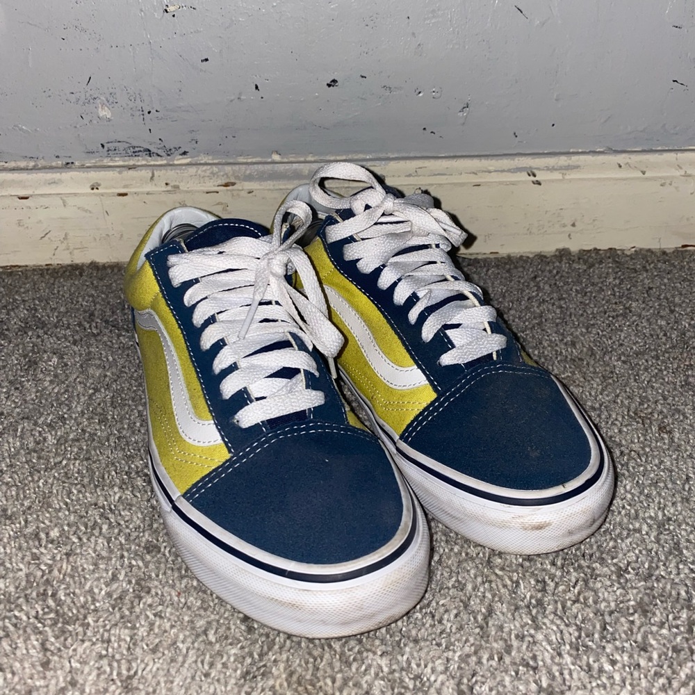 Blue and yellow vans.